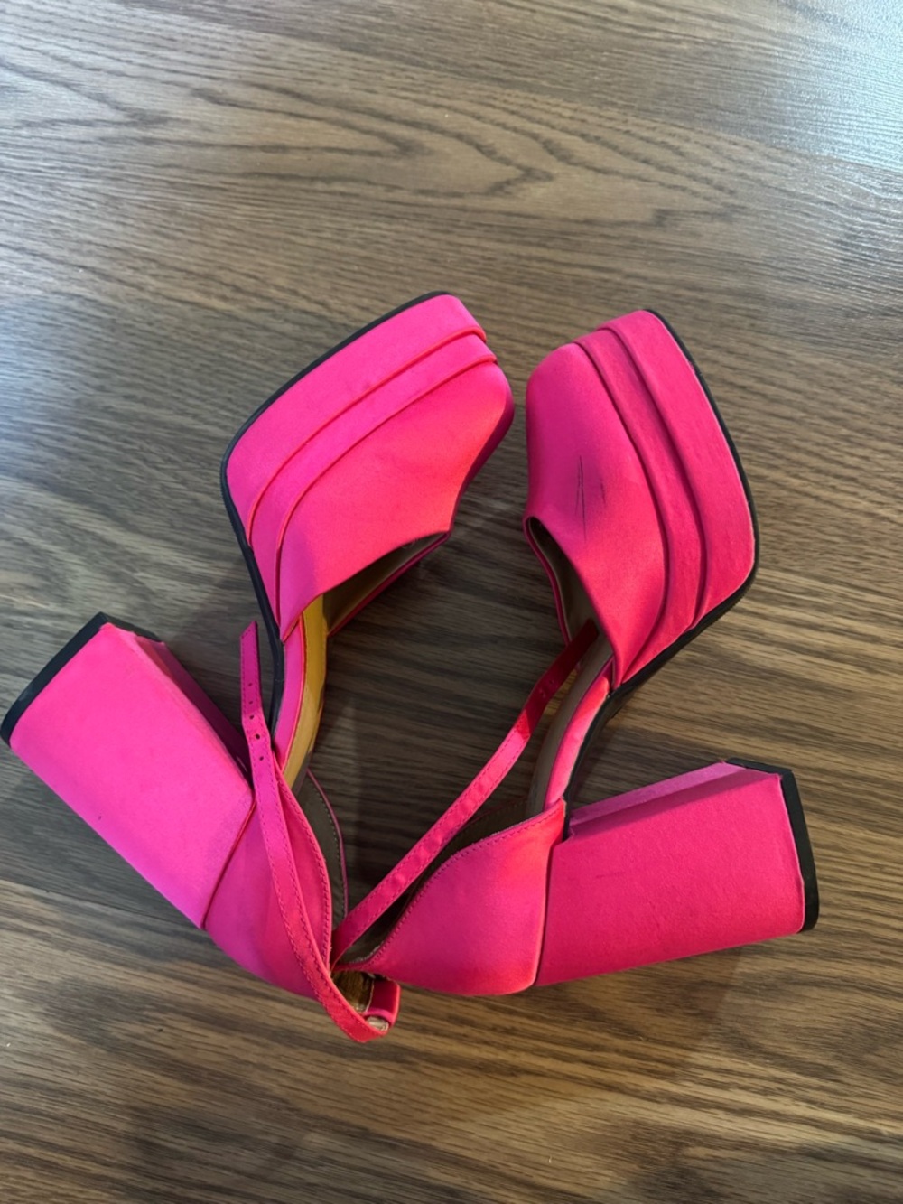 Hot Pink Platform Block Heels - Women's